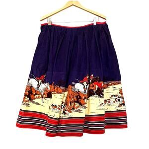 VTG Cullinane Corduroy Midi Skirt 12 Purple Red Horse English Equestrian Preppy
